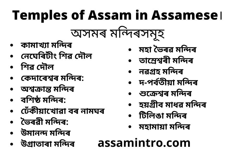 Temples of Assam in Assamese