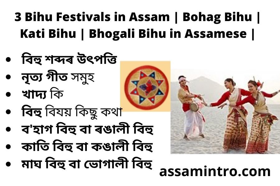 3 Bihu Festivals in Assam | Bohag Bihu | Kati Bihu | Bhogali Bihu in Assamese |