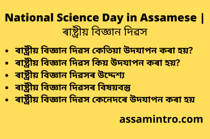 National Science Day in Assamese | ৰাষ্ট্ৰীয় বিজ্ঞান দিৱস